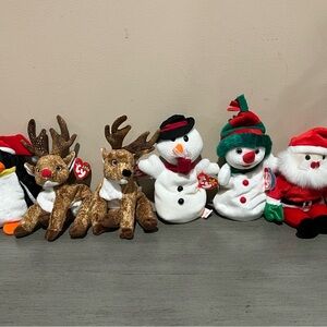 Ty 6 Beanie Baby Christmas lot NWT Santa